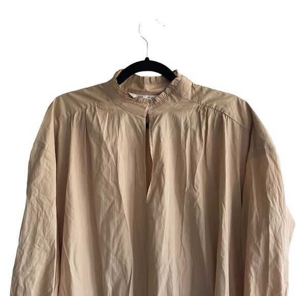 ZARA Cotton Long Sleeve Poplin Midi Dress Camel S - Picture 10 of 16